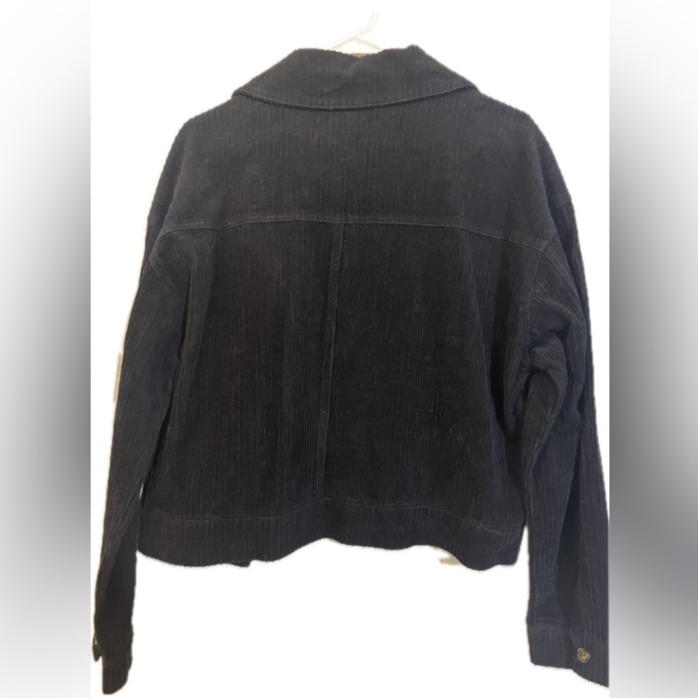 Mittoshop Black Cropped Corduroy Jean Jacket women’s Large - Picture 2 of 3